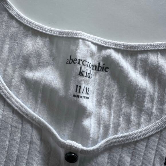 Abercrombie & Fitch Ribbed Button-Front Tie Top - White - Picture 4 of 4